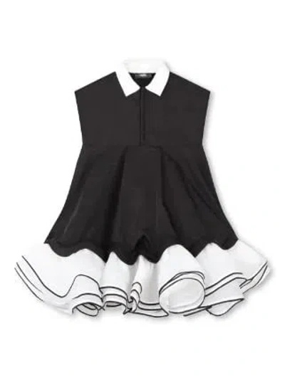 Karl Lagerfeld Kids' Ruffle-detail Two-tone Dress In Black