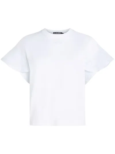 Karl Lagerfeld Ruffle T-shirt In Weiss