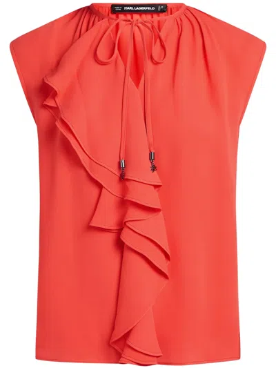 Karl Lagerfeld Ruffled Blouse In Red
