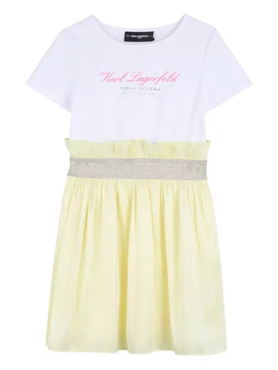Karl Lagerfeld Kids' Ruffled Dress In White