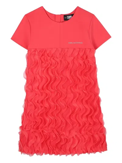 Karl Lagerfeld Kids' Ruffled-hem Shift Dress In Red