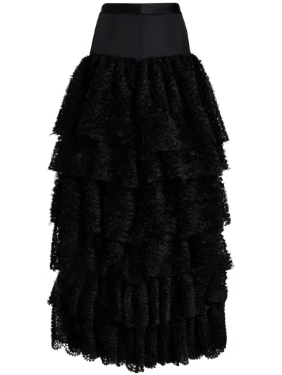 Karl Lagerfeld Ruffled Maxi Skirt In Black