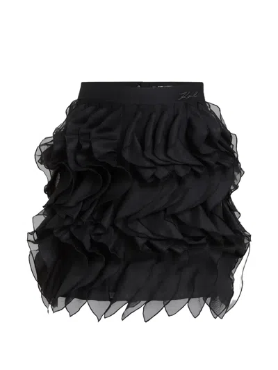 Karl Lagerfeld Ruffled Mini Skirt In Black