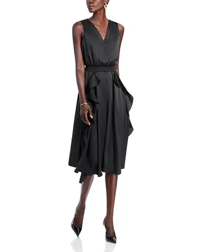 Karl Lagerfeld Ruffled Sleeveless Midi Dress In Black