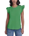 Karl Lagerfeld Ruffled Solid Top In Green