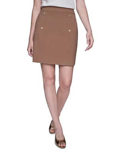 Karl Lagerfeld Sailor Button Cross Skirt In Brown