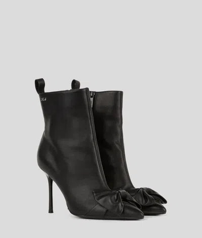 Karl Lagerfeld Sarabande Bow Ankle Boots In Black