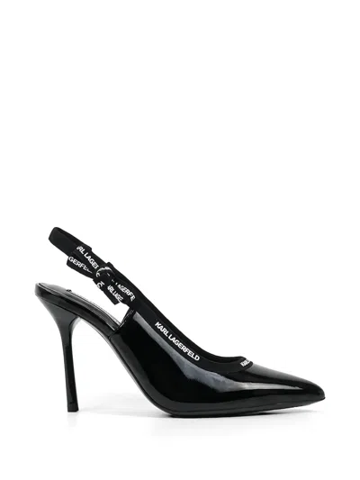 Karl Lagerfeld Sarabande Pointed-toe Leather Pumps In Black