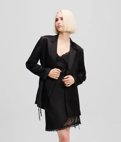 Karl Lagerfeld Satin Blazer In Black