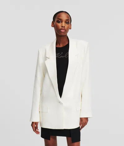 Karl Lagerfeld Satin Blazer In White