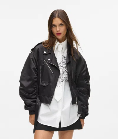 KARL LAGERFELD SATIN BOMBER JACKET