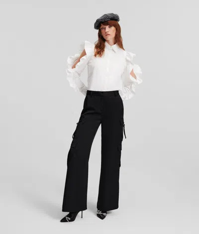 Karl Lagerfeld Satin Cargo Pants In Black