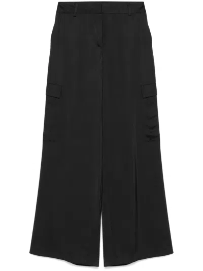 Karl Lagerfeld Satin Cargo Pants In Black