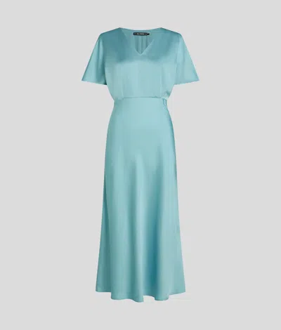 Karl Lagerfeld Satin Dress In Blue