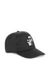 Karl Lagerfeld Satin Karl & Choupette Cap In Black