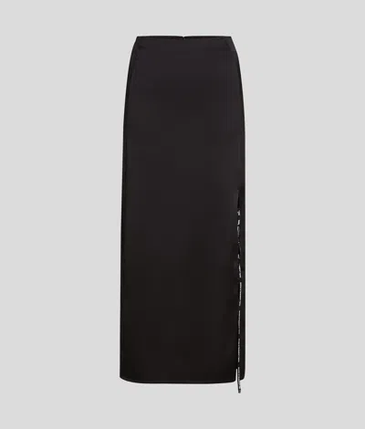 Karl Lagerfeld Satin Maxi Skirt In Black