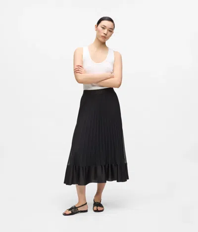 Karl Lagerfeld Satin Pleated Skirt In Black