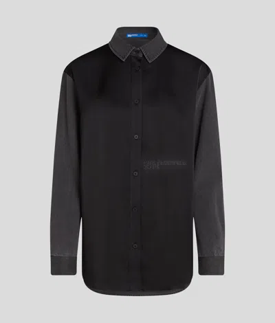 Karl Lagerfeld Satin Shirt In Black