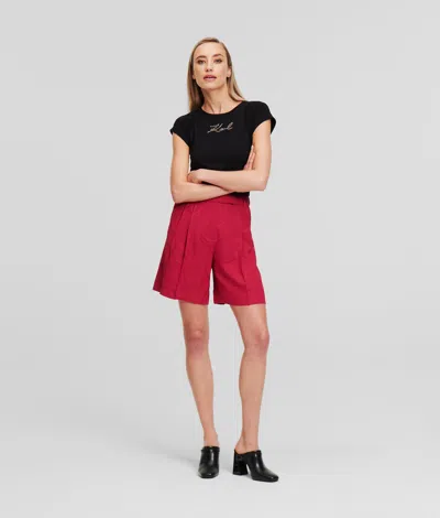 Karl Lagerfeld Satin Shorts In Red