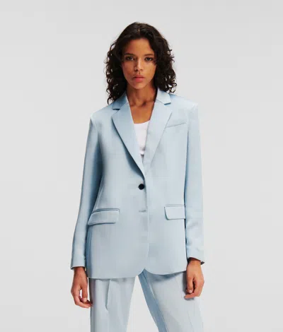 Karl Lagerfeld Satin Tailored Blazer In Blue