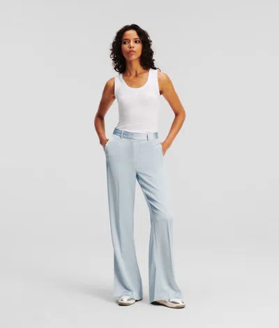 Karl Lagerfeld Satin Tailored Pants In Blue