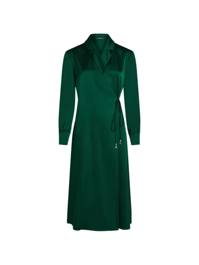Karl Lagerfeld Satin-finish Wrap Dress In Green