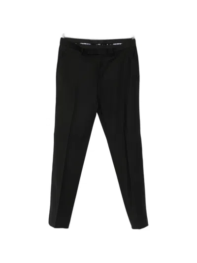 Karl Lagerfeld Satin-trim Pressed-crease Trousers In Black