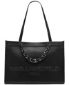 Karl Lagerfeld Savoie Large Leather Tote Bag In Black