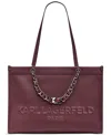 Karl Lagerfeld Savoie Large Leather Tote Bag In Burgundy