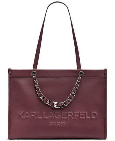 Karl Lagerfeld Savoie Large Leather Tote Bag In Purple