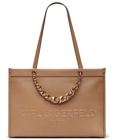 Karl Lagerfeld Savoie Large Leather Tote In Brown