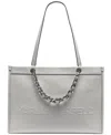 Karl Lagerfeld Savoie Large Leather Tote In White,silver