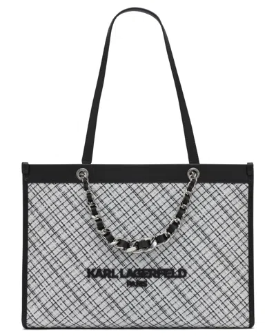 Karl Lagerfeld Savoie Large Tote Bag In Black,white
