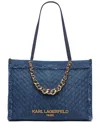 Karl Lagerfeld Savoie Large Tote Bag In Washed Denim