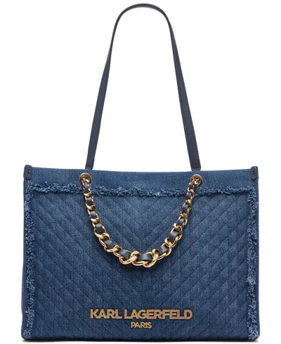 Karl Lagerfeld Savoie Large Tote Bag In Washed Denim