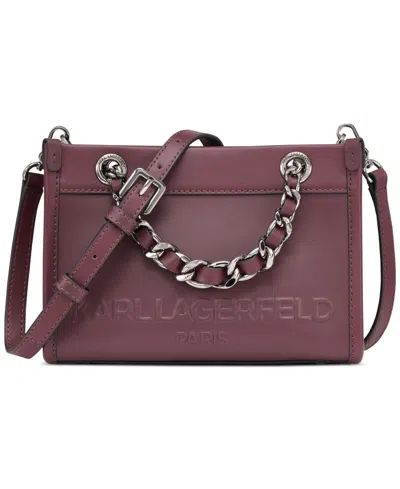 Karl Lagerfeld Savoie Leather Crossbody In Purple