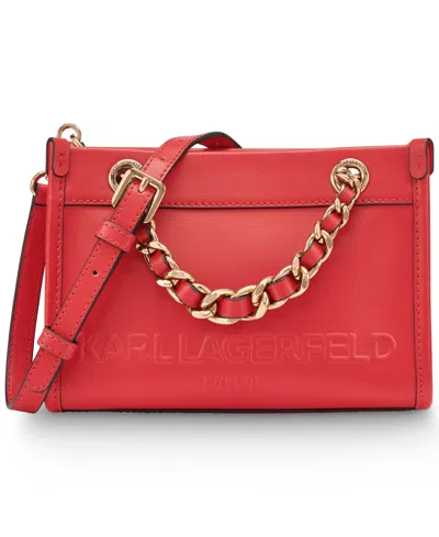 Karl Lagerfeld Savoie Leather Crossbody In Red