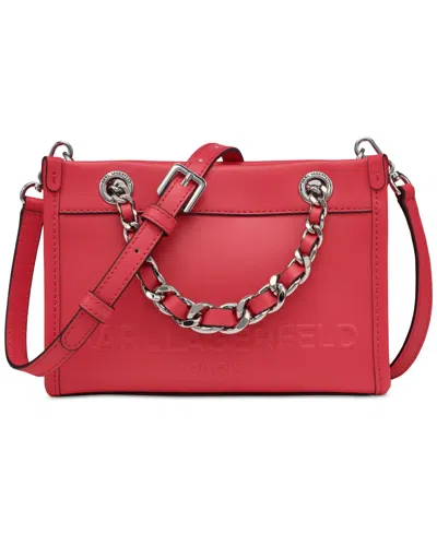 Karl Lagerfeld Savoie Leather Small Crossbody Bag In French Rose