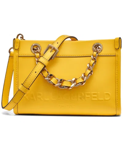Karl Lagerfeld Savoie Leather Small Crossbody Bag In Sunflower
