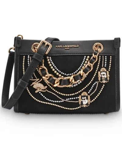 Karl Lagerfeld Savoie Leather Tote Handbag In Black