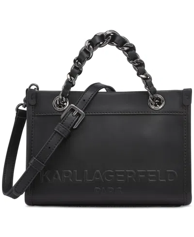 Karl Lagerfeld Savoie Small Leather Crossbody In Black