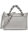 Karl Lagerfeld Savoie Small Leather Crossbody In White,silver