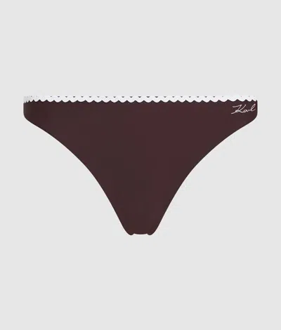 Karl Lagerfeld Scallop Bikini Bottoms In Brown
