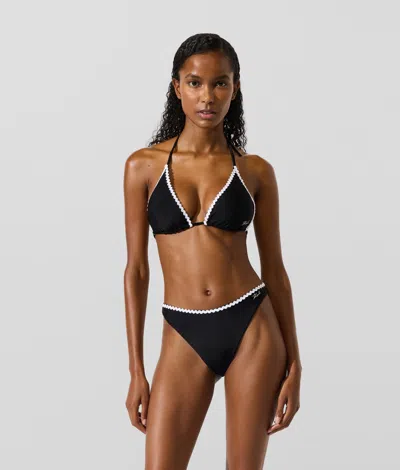 Karl Lagerfeld Scallop Triangle Bikini Top In Black