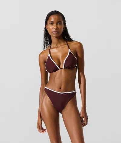 Karl Lagerfeld Scallop Triangle Bikini Top In Burgundy