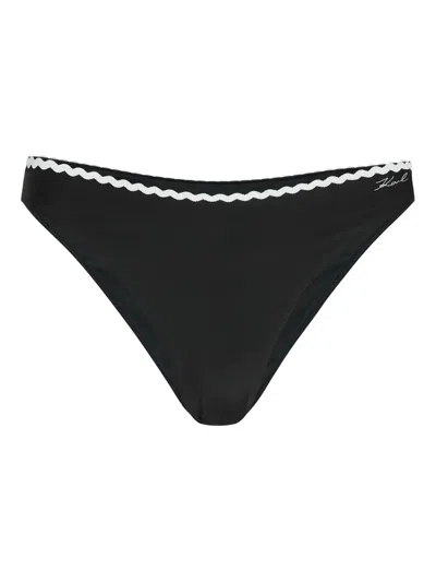 Karl Lagerfeld Scallop-trim Bikini Briefs In Black