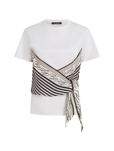 Karl Lagerfeld Scarf-print T-shirt In White