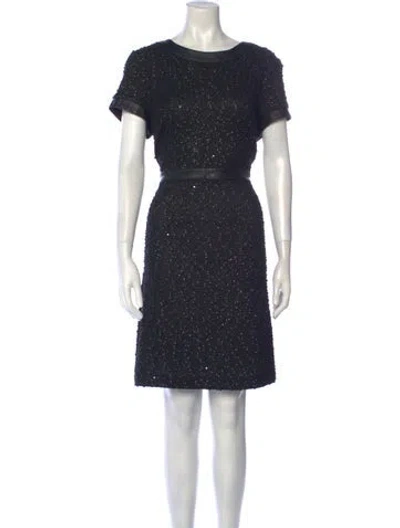 Pre-owned Karl Lagerfeld Scoop Neck Knee-length Dress In Black
