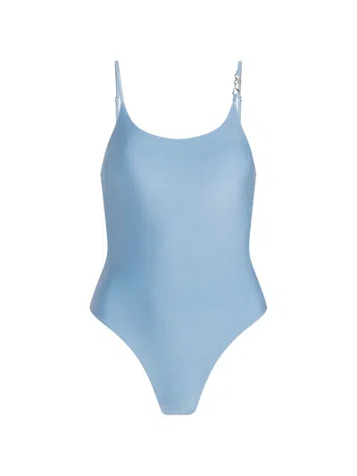 Karl Lagerfeld Scoop-neck Swimsuit In Blue