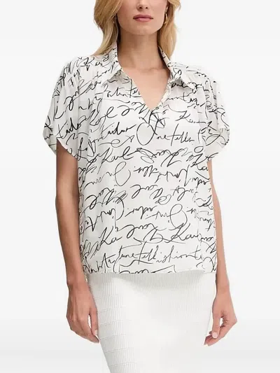 Karl Lagerfeld Script-print Short-sleeve Top In White